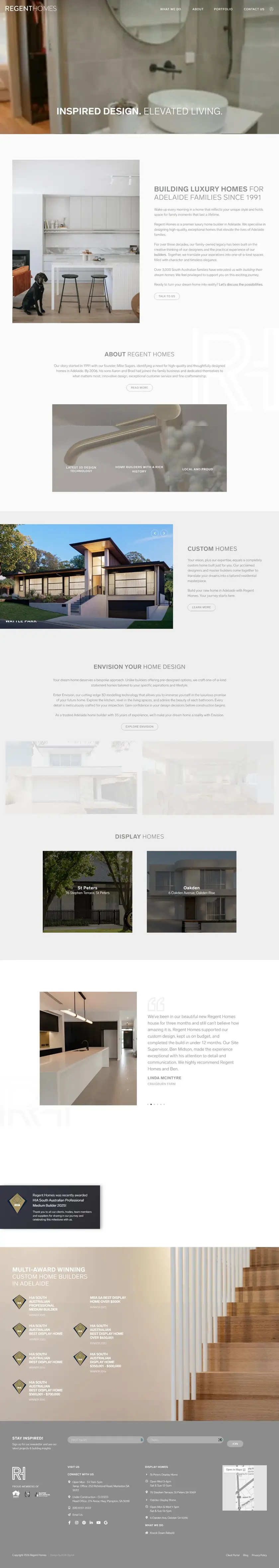Regent Homes luxury home builder website full page on a laptop screen