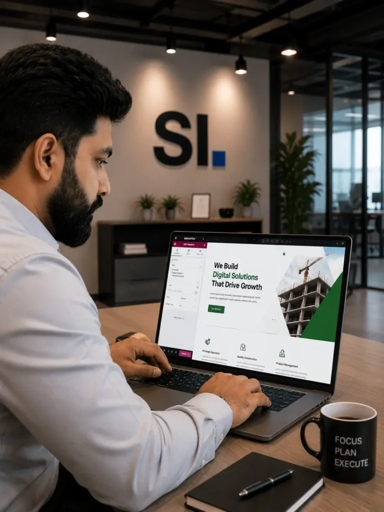 Building a WordPress website page layout in the Elementor editor