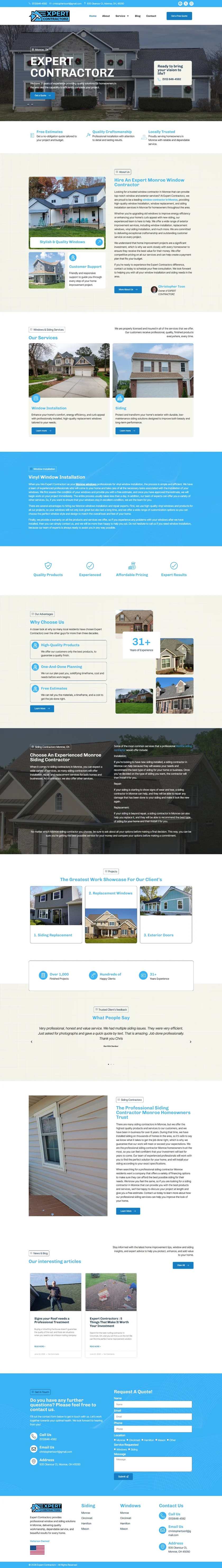 Expert Contractorz website shown as a full-page screenshot
